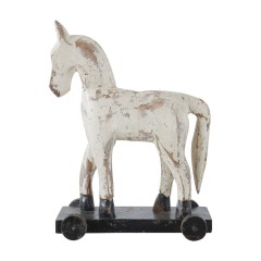 TROJA HORSE ON WHEELS WHITE WOOD - DECOR OBJECTS